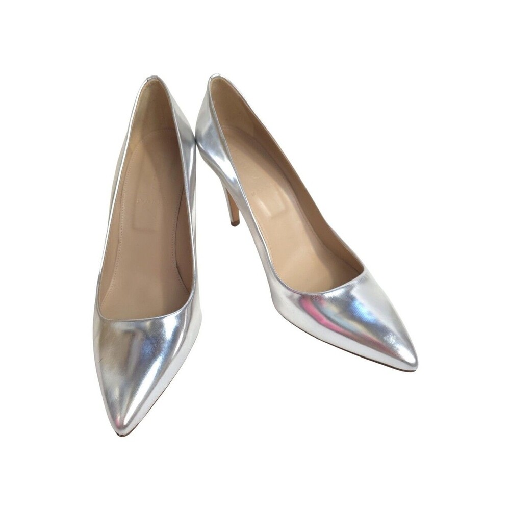 J.Crew Everly Mirror Metallic Silver Pumps Shoes Women Silver Leather Size 9